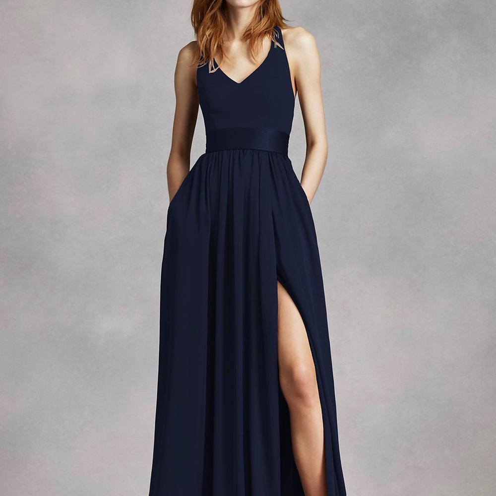 COPY - Vera Wang Charmeuse VNeck Bridesmaid - Midnight